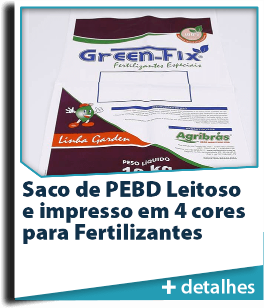 Saco de PEBD Leitoso e impresso em 4 cores para Fertilizantes
