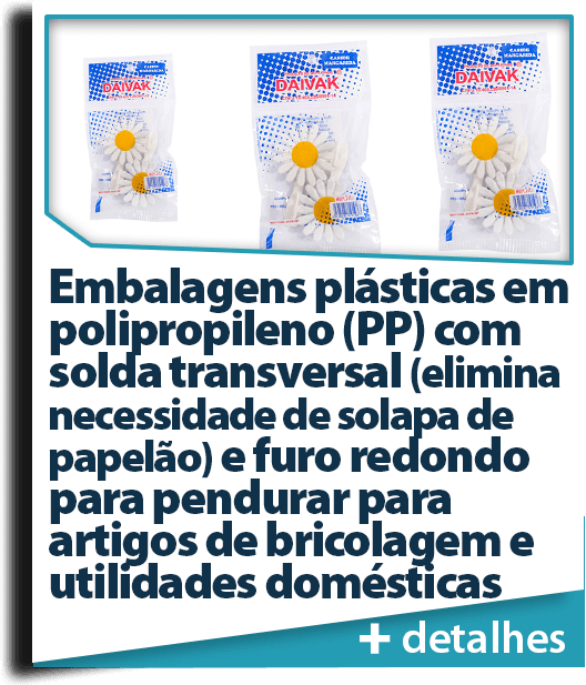 Embalagens PP com solda e furo para produtos de bricolagem